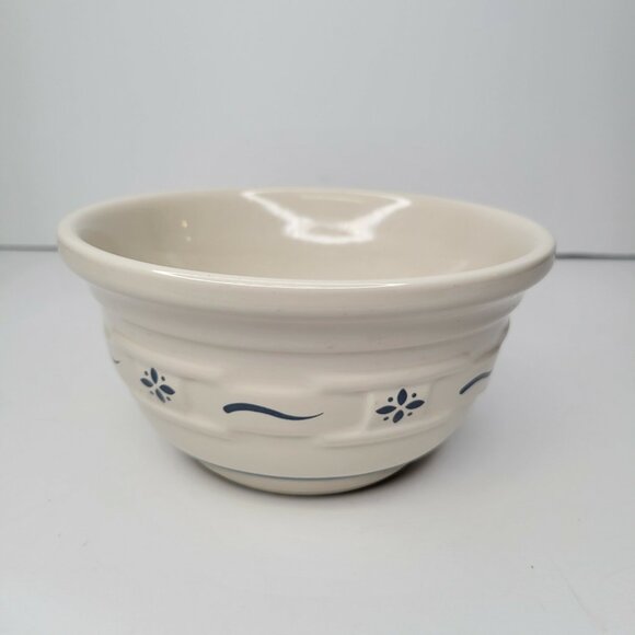 Longaberger Pottery Small Bowl Basketweave Blue Ivory Made In USA - Picture 4 of 7